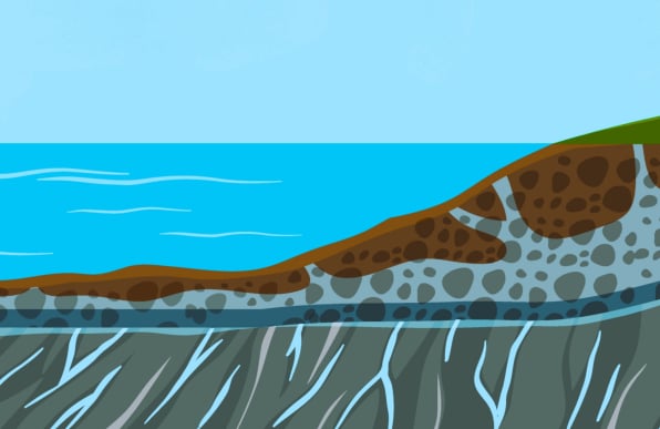 An image of a leaking earth dam